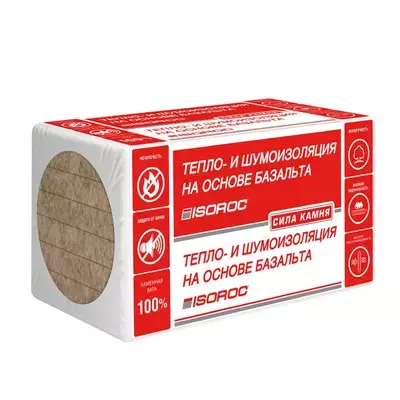 Утеплитель Isoroc П-75 1000*600*100мм 2.40м2 0.240м3 минвата (базальт)